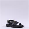 Wonders Horizon Toepost Cross Sandal - Black Gold Leather